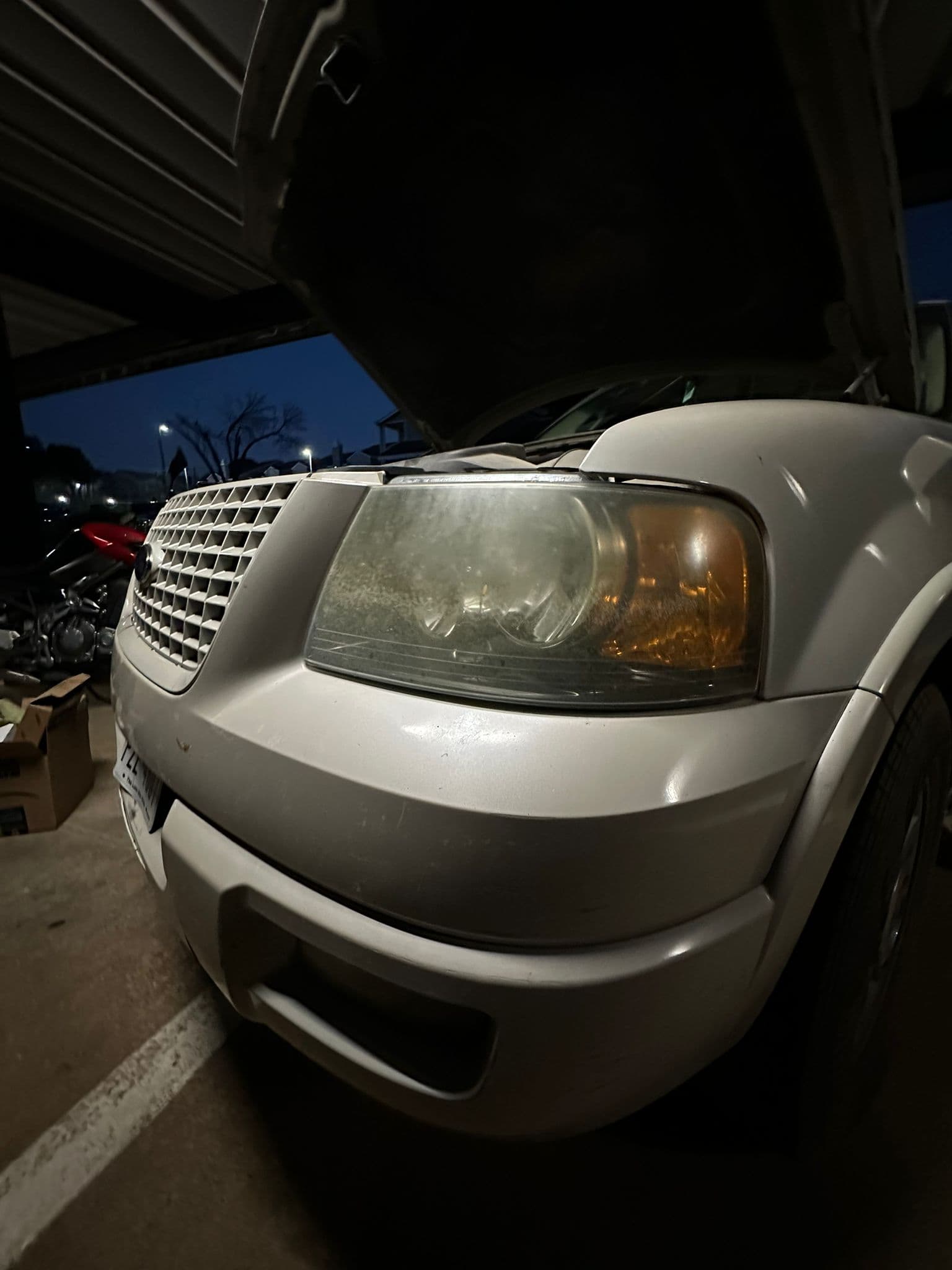 Headlight before restoration - oxidized and dull