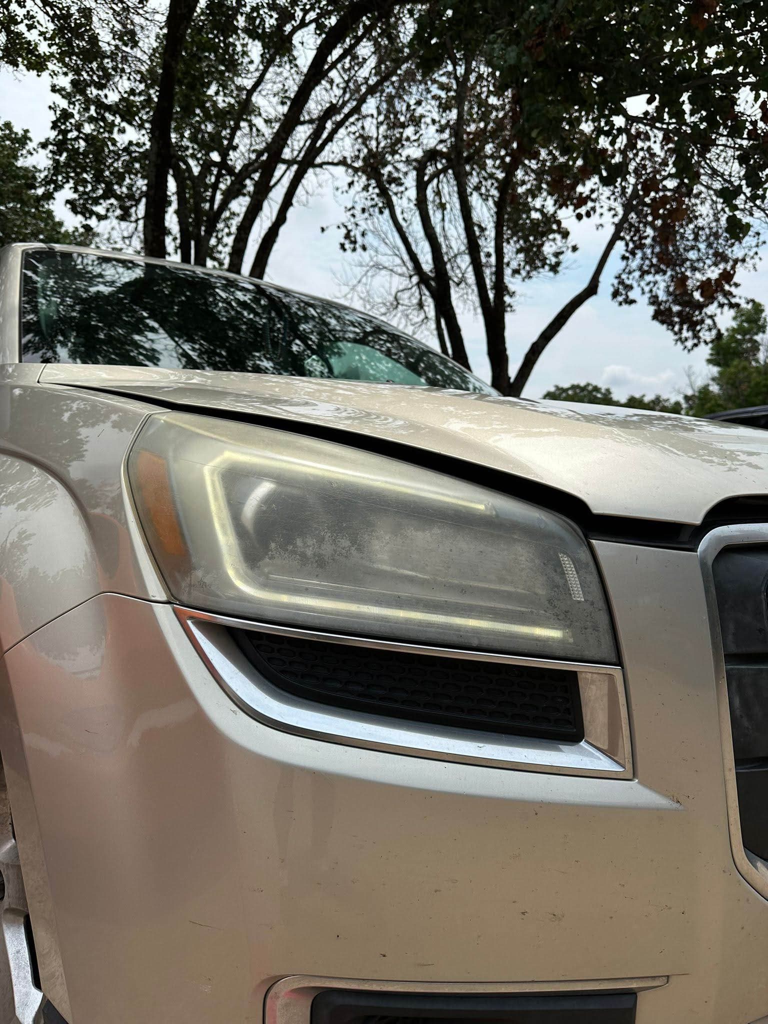 Headlight before restoration - hazy and yellow